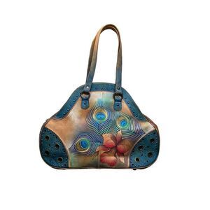 rare hand-painted anuschka shoulder bag